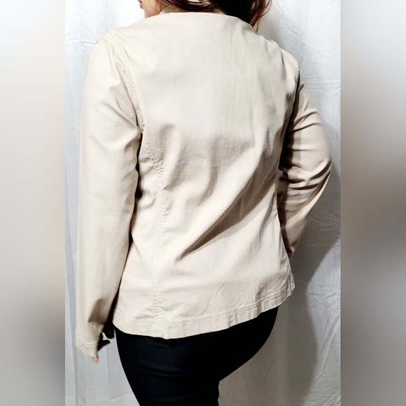 Eileen Fisher Women's Stretch Eco Cotton Canvas Blazer Khaki Tan Oversized Large - Picture 10 of 16